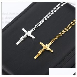 Colliers Pendentif Colliers Pendentif 18K Or Massif Rempli Crucifix Jésus Croix Superbe Chaîne Collier Cadeau Mti-Style Design Sélectionnez Ma Dhfbs