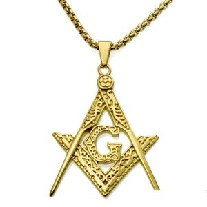 Colliers pendants Colliers pendants 316 Signet maçon en acier inoxydable Collier maçonnique Pendants Ag Emblem charme Bijoux pour hommes Drop de Dhxw2