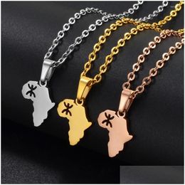 Colliers pendentif Colliers pendentif Anniyo 1.5 cm Mini Afrique Berbères Symbole Acier inoxydable Style berbère kabyle africain Amazigh Jewelr Dhwqe