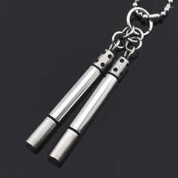 Collares pendientes Collares pendientes Atgo Nunchaku Collar Encantos Acero inoxidable para hombres Joyería punk BP1156 Joyería Collares Pendan Dhpmq