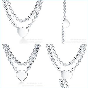Colliers pendants Colliers pendents Lock Ball Double Chain Design Brand Heart Love Collier Siery For Women Jewelry Gift Drop Delive Dhfna