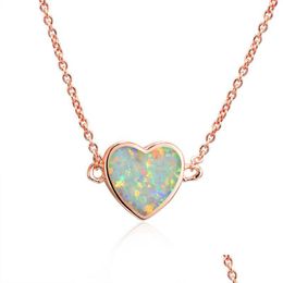 Colliers pendentifs Boho femmes amour coeur charme couleur or Rose blanc opale collier pour mariage bande bijoux Dhgarden Dheyr