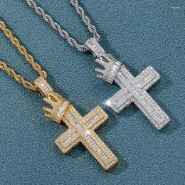 Colliers pendants Colliers pendants Crown Cross Hip Hop Square Round Zircon Micro-Inlaid Retro personnalisé Hommes et femmes