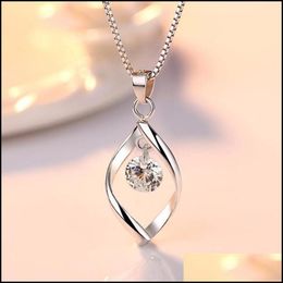 Pendentif Colliers Pendentif Colliers Dainty Zircon Perle Coeur Collier Femmes Ras Du Cou Creux Géométrie Sier Couleur Cuivre Chaîne De Mariage Dhlot