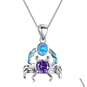 Pendentif Colliers Pendentif colliers exquis mignon crabe Animal cristal collier pour femmes bijoux accessoires bohème état Dhgarden Dheum