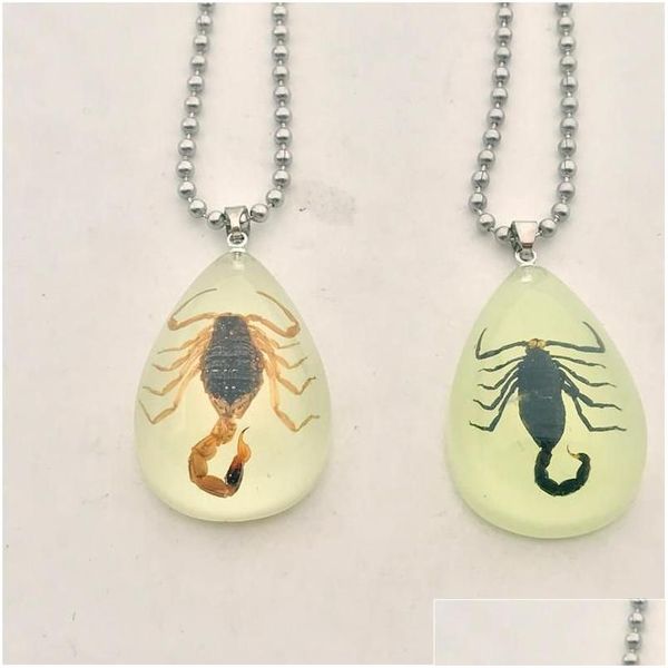 Pendentif Colliers Pendentif Colliers Mode Noir Brun Imitation Ambre Véritable Scorpion Bijoux Pour Hommes Femmes Amour Cadeaux Brille Dans Le Da Dhbts