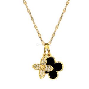 Hanger kettingen Hanger kettingen Fashional nieuwe dames luxe designer ketting Mode bloemen Klavertje vier hanger ketting 18K gouden kettingen sieraden