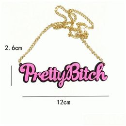 Colliers pendants Colliers pendants Halloween Hip Hop Bijoux pour hommes Zombie Boo Witch Queen Daddy Buffy Lettres Acrylique Collier Wom Dhwu1