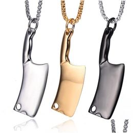 Pendentif Colliers Pendentif Colliers Mini Lame Chef Couteau De Cuisine Pendentifs Pour Hommes Cool 316L En Acier Inoxydable Hip Hop Rappeur Dhgarden Dht2D