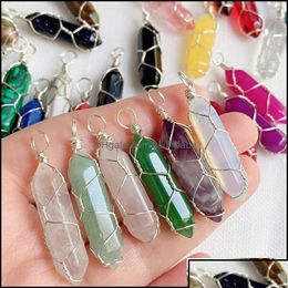 Hangende kettingen hanger kettingen natuursteen kristal goud sier draadomslag pendum reiki genezing chakra mticolor quartz paars ame ote0b