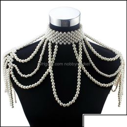 Collares colgantes Collares colgantes Colgantes Joyería Florosy Cadena de cuentas largas Chunky Simated Pearl Collar Cuerpo para mujeres Traje Chok Dhbvn