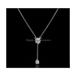 Pendant Necklaces Pendentif colliers pendentifs bijoux Ll romantique Long laboratoire diamant réel 925 Sterling Sier fête mariage Ch 4T Drop Del Otrpc