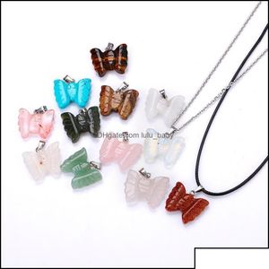 Hangende kettingen hangbare kettingen hangers sieraden natuursteen gesneden vlinder ketting opaal tijgers oogkwarts kristal chakra r dhczb