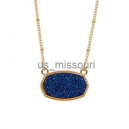 Hanger Kettingen Hanger Kettingen Hars Ovaal Druzy Ketting Goud Kleur Ketting Drusy Hexagon Stijl Luxe Designer Merk Mode Sieraden Voor VrouwenPend J230612