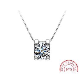 Hangende kettingen hanger kettingen sier 0 5ct/1ct/2ct f kleur moissanite vvs verloving elegante bruiloft ketting voor vrouwen jubileum dhqec