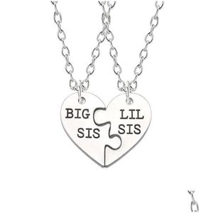 Colliers pendentif Colliers pendentif Sis Lil Sister Collier Coeur Puzzle Big Little Family Bff Amitié Bijoux Drop Livraison Jewelr Dhbi1