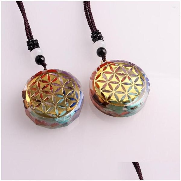 Pendentif colliers pendentif colliers en gros 6 pièces/lot arrivée Orgone énergie collier résine pierre naturelle générateur Chakra Protection Dhgkf