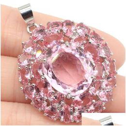 Colliers de pendentif Pendants 45x3m Vendre Big Gemstone Pink Morganite Kunzite Womans Gift Sier Drop Livrètre bijoux DHMQ1