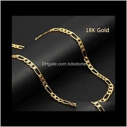 Collares colgantes Colgantes Entrega de caída 2021 16-32 pulgadas Hombres de lujo europeos Mujeres Moda Sólido 18k Cadena de oro Collar Pulsera Novia Wedd