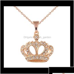 Pendentif Colliers Pendentifs Drop Livraison 2021 Mode Plaqué Or Collier En Cristal Strass Couronne Bijoux De Mariage Mariée Femmes Filles Dhtre