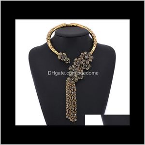 Pendentif Colliers Pendentifs Drop Delivery 2021 Blingbling Exagéré Bijoux De Luxe Diamant Fleur Collier Rétro Gland Faux Collier Atmosp