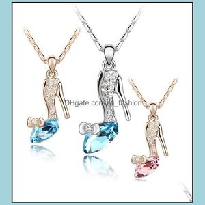 Collares pendientes Colgantes Joyería de moda Zapatos de tacón de cristal Sier Chapado en oro Cadenas de dijes largos Entrega directa 2021 Mjfashion Dhawp