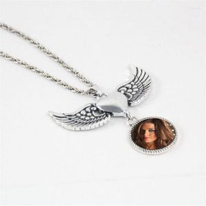 Pendentif Colliers Pendentifs Pour Sublimation Blanc K Pêche Coeur Ange Femmes Bouton Bijoux Transfert Diy Consommable