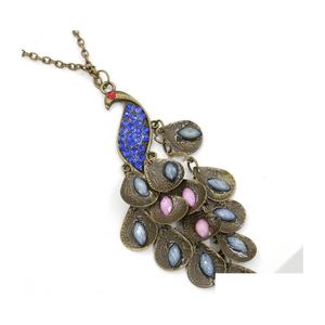 Pendentif Colliers Pendentifs Pour Femmes Bijoux Antiqued Cabré Peacock Mti Sequin Long Drop Delivery Dhlfg