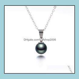 Pendentif Colliers Pendentifs Bijoux 10Mm 12Mm Perles De Coquille Noire Collier De Perles Cadeau Pour Femme Livraison Directe De Mariée 2021 N1Wtm