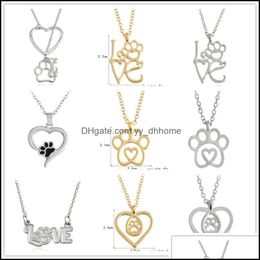 Hanger kettingen hangers sieraden 10styles love heart dog paws voet ketting altijd in mijn katten dierenliefhebbers geschenken drop levering 2021 x2dv