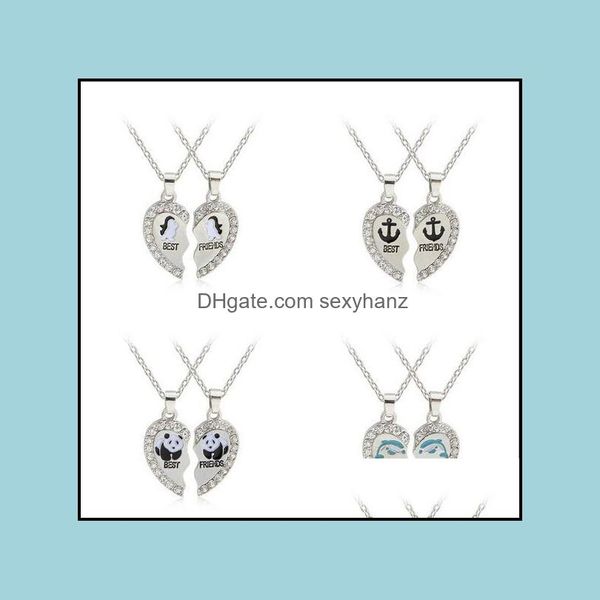 Pendentif Colliers Pendentifs Bijoux 2 Pcs Nouveau Design Amour Coeur Anglais Lettre Bff Collier Amitié Meilleurs Amis Pour Toujours Drop Delivery 2