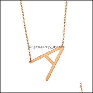 Collares pendientes Colgantes Joyería 26 Letras Collar Sier Chapado en oro Para Mujeres Hombres Amigos Familia Alfabeto Je Dhmk6