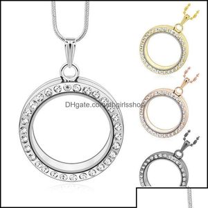 Pendentif Colliers Pendentifs Bijoux 30Mm Aimant Rond Mémoire Po Verre Magnétique Vivant Flottant Médaillon Avec Rhineston Ot7Ek