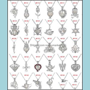 Hanger Kettingen Hangers Sieraden 63 Designs Pearls Cage With Oyster Wens Natuurlijke Parel Luxe Holle Medaillon Charm Chains voor Dames Fashi