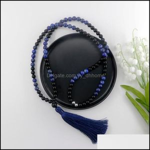 Hanger kettingen hangers sieraden kralen natuurlijke lapis lazis zwarte agates vrouwen mannenliefhebbers cadeau yoga h dhx5c