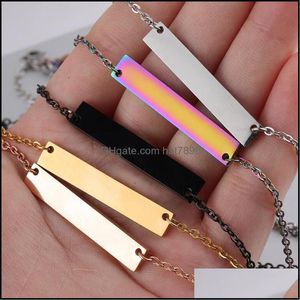 Pendentif Colliers Pendentifs Bijoux Blanc Bar Collier En Acier Inoxydable Or Rosegold Sier Charme Pour L'acheteur Propre Gravure Drop Delivery 2021