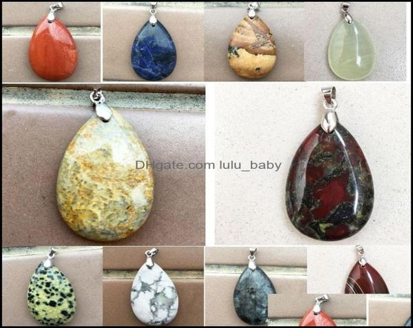 Colliers pendants pendentifs bijoux Bloodstone Councelian Jaspe hurlite chrysanthemum Stone Water Drop Bea Dhxs41572025