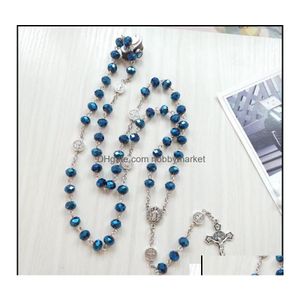 Pendentif colliers pendentifs bijoux catholique longue croix cristal chapelet collier livraison directe 2021 Bkzen Dhiun