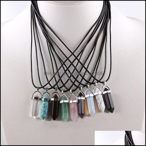 Pendentif Colliers Pendentifs Bijoux Cristal Collier Hexagonal Prisme Gemme Quartz Point Pour Femmes Mode En Gros - Drop Delivery 2021