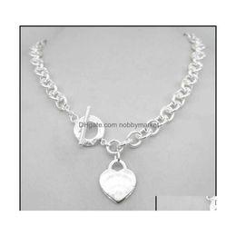 Pendentif Colliers Pendentifs Bijoux Conception Femmes Sier Tf Style Collier Chaîne S925 Sterling Clé Coeur Amour Oeuf Marque Charme Nec H09316I