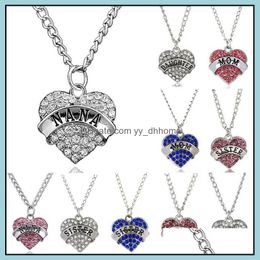Collares pendientes Colgantes Joyas Diamante Corazón de melocotón Regalo del día de la madre Familia Hija Hermana Collar de cristal Entrega directa 2021 Chysn