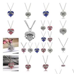 Hanger kettingen hangers sieraden diamant diamant perzik hart moeders dag cadeau Familie dochter zuster kristal ketting drop leveren dhgarden otwmh