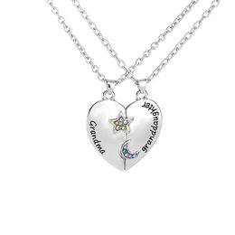 Collares colgantes colgantes joyas diamantes de durazonos corazón Día de la madres Día de la familia Hermana Hermana Collar de cristal Entrega 2021 OTRMT