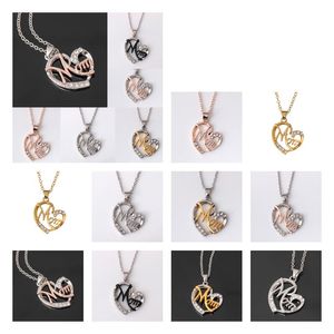 Colliers pendants pendentifs bijoux diamant pêche coeur de la fête des mères cadeaux Famille fille fille sœur Collier Collier Drop délivre dhgarden dh06b