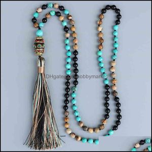 Collares pendientes Colgantes Joyas Edothalia Bead Necklace Mujeres Black Onyx, Picture Stone, Faceted Blue Stone Nepal Gift Fashion 210323 D