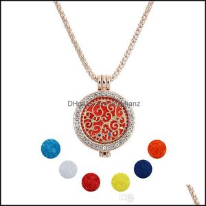 Collares colgantes Colgantes Joyería Aceites esenciales Difusor Collar Locket con 6 piezas Almohadillas de repuesto Aromaterapia 2 colores Mujer Moda Gota