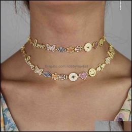 Hanger kettingen hangers sieraden mode regenboog cz verharde mti charme ketting voor vrouwen dame bruiloft korte choker hart glimlach oog kus gi