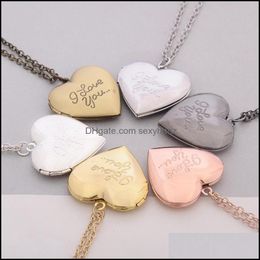 Pendentif Colliers Pendentifs Bijoux Mode Femmes Je t'aime Ouvrable Médaillon Coeur Po Boîte Collier Pull S380 Drop Livraison 2021 Fuo