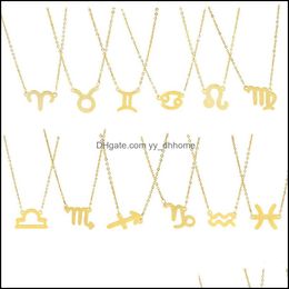 Pendentif Colliers Pendentifs Bijoux Mode 12 Constellation Pour Femmes Horoscope Astrologie Galaxie Zodiaque Tour De Cou Cadeaux D'anniversaire Drop Deliver