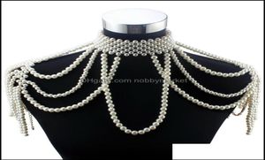 Colliers de pendentif pendentifs bijoux fsy fSy Long Perle Chain Chunky Collier de perle simateté pour femmes Costume Costume Choker Statement 210323 DR5565685